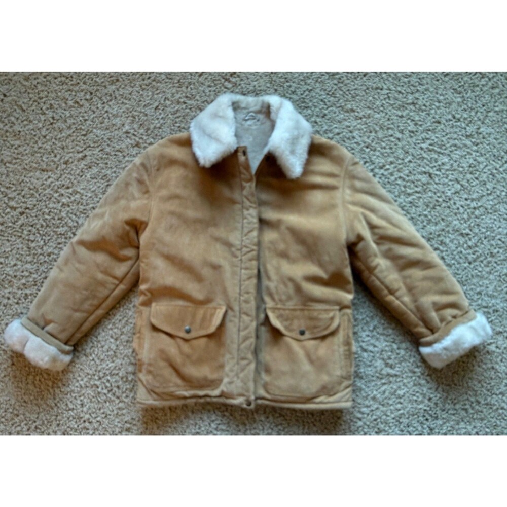 J.Percy for Marvin Richards Suede Leather Coat Small  Faux Shearling Lining Boho